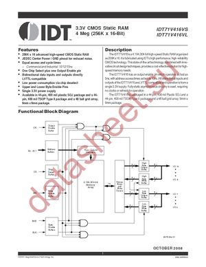 IDT71V416VL15Y datasheet  